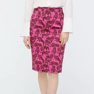 J. Crew Pink Sleepy Lions Pencil Skirt